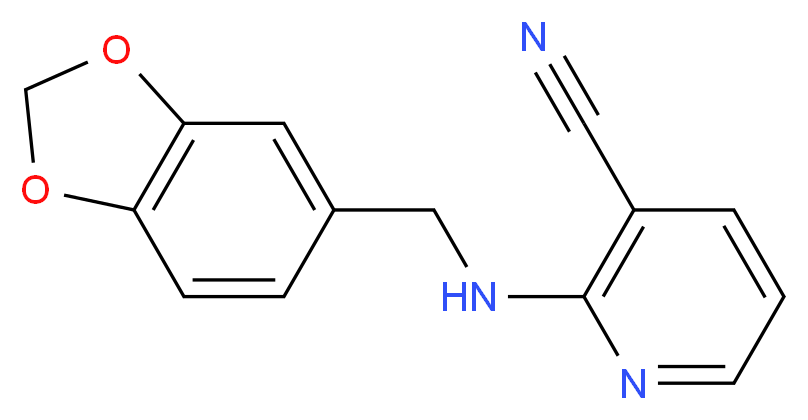 2-[(1,3-Benzodioxol-5-ylmethyl)amino]-nicotinonitrile_分子结构_CAS_)