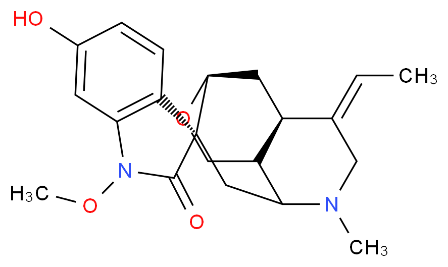 (1'S,3S,7'Z,8'R)-7'-ethylidene-6-hydroxy-1-methoxy-5'-methyl-1,2-dihydro-11'-oxa-5'-azaspiro[indole-3,2'-tricyclo[6.3.1.0<sup>4</sup>,<sup>9</sup>]dodecane]-2-one_分子结构_CAS_122590-04-9