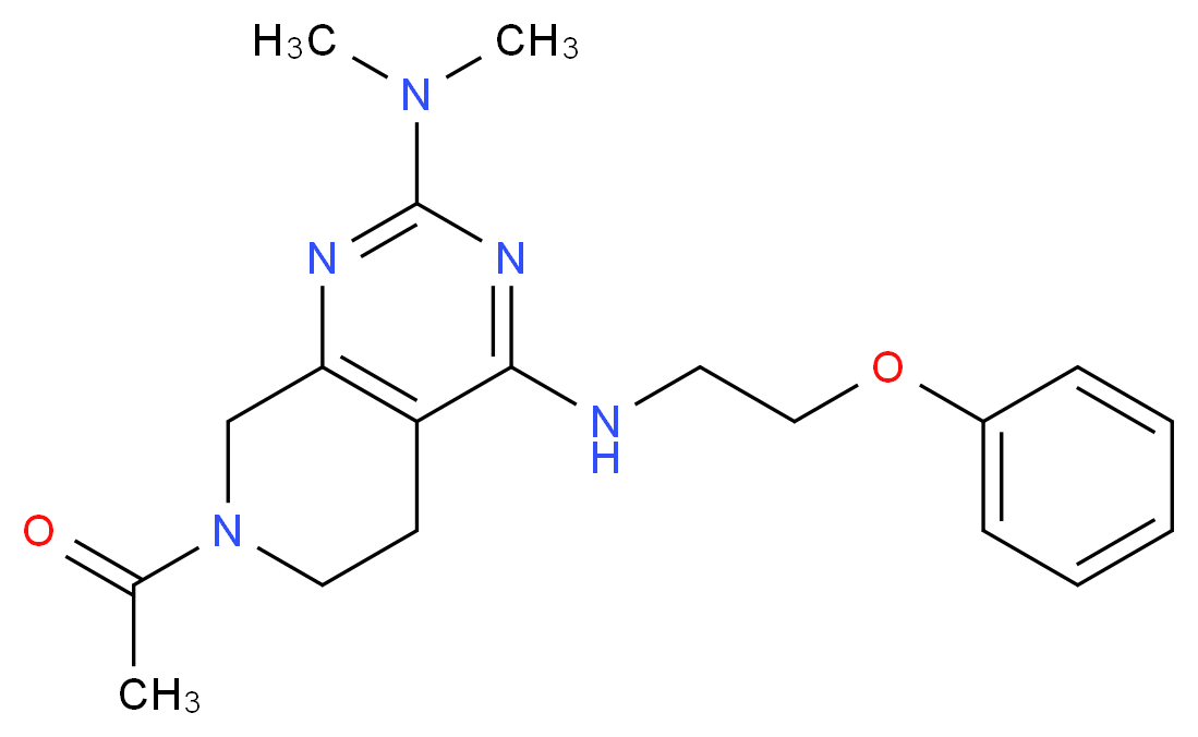 7-acetyl-N~2~,N~2~-dimethyl-N~4~-(2-phenoxyethyl)-5,6,7,8-tetrahydropyrido[3,4-d]pyrimidine-2,4-diamine_分子结构_CAS_)