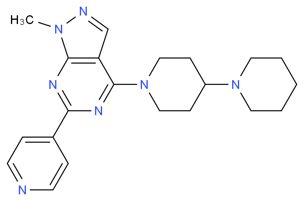 1'-[1-methyl-6-(4-pyridinyl)-1H-pyrazolo[3,4-d]pyrimidin-4-yl]-1,4'-bipiperidine_分子结构_CAS_)