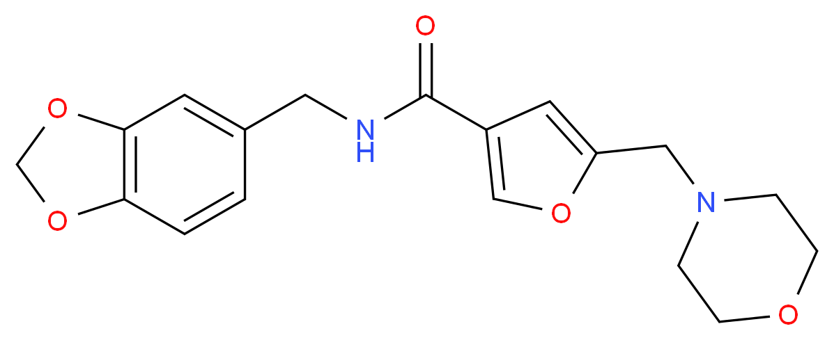 N-(1,3-benzodioxol-5-ylmethyl)-5-(4-morpholinylmethyl)-3-furamide_分子结构_CAS_)