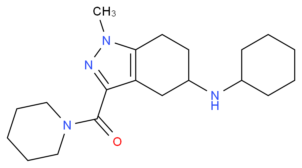 N-cyclohexyl-1-methyl-3-(1-piperidinylcarbonyl)-4,5,6,7-tetrahydro-1H-indazol-5-amine_分子结构_CAS_)