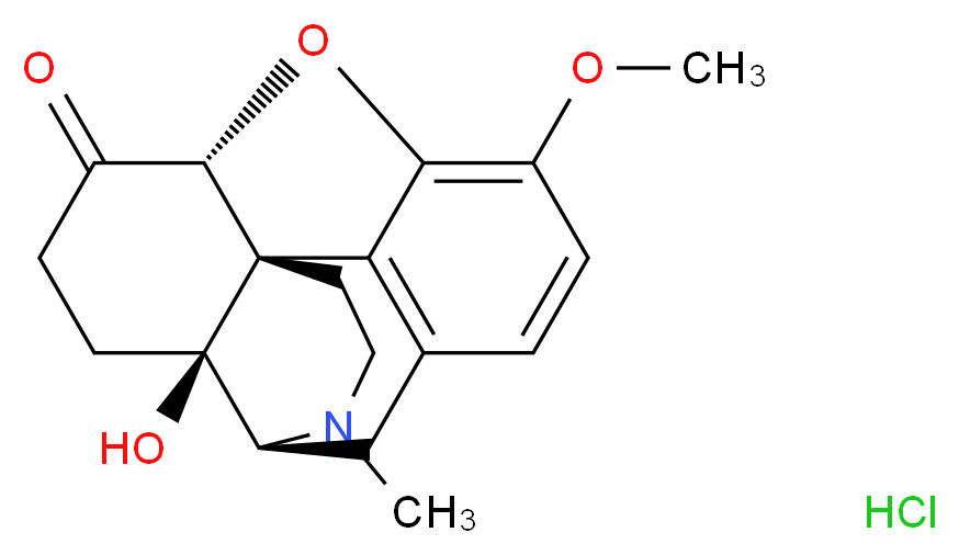 (1S,5S,13R,17S)-17-hydroxy-10-methoxy-4-methyl-12-oxa-4-azapentacyclo[9.6.1.0<sup>1</sup>,<sup>1</sup><sup>3</sup>.0<sup>5</sup>,<sup>1</sup><sup>7</sup>.0<sup>7</sup>,<sup>1</sup><sup>8</sup>]octadeca-7(18),8,10-trien-14-one hydrochloride_分子结构_CAS_124-90-3