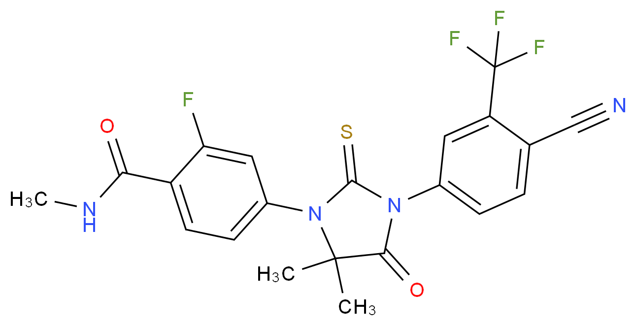 4-(3-(4-Cyano-3-(trifluoromethyl)phenyl)-5,5-dimethyl-4-oxo-2-thioxoimidazolidin-1-yl)-2-fluoro-N-methylbenzamide_分子结构_CAS_915087-33-1)