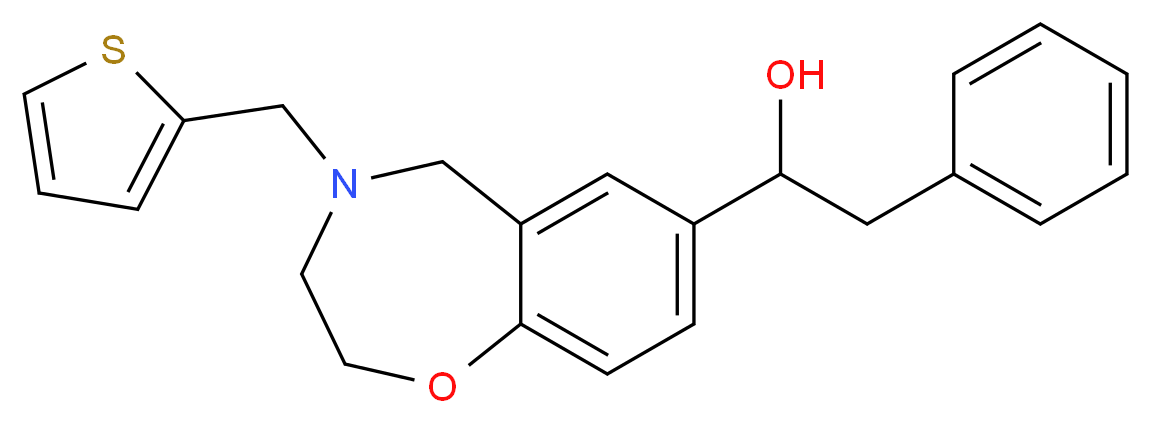 2-phenyl-1-[4-(2-thienylmethyl)-2,3,4,5-tetrahydro-1,4-benzoxazepin-7-yl]ethanol_分子结构_CAS_)