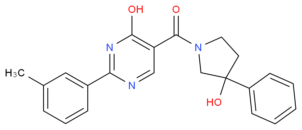 5-[(3-hydroxy-3-phenylpyrrolidin-1-yl)carbonyl]-2-(3-methylphenyl)pyrimidin-4-ol_分子结构_CAS_)