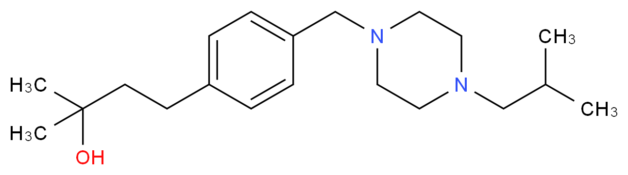 4-{4-[(4-isobutyl-1-piperazinyl)methyl]phenyl}-2-methyl-2-butanol_分子结构_CAS_)