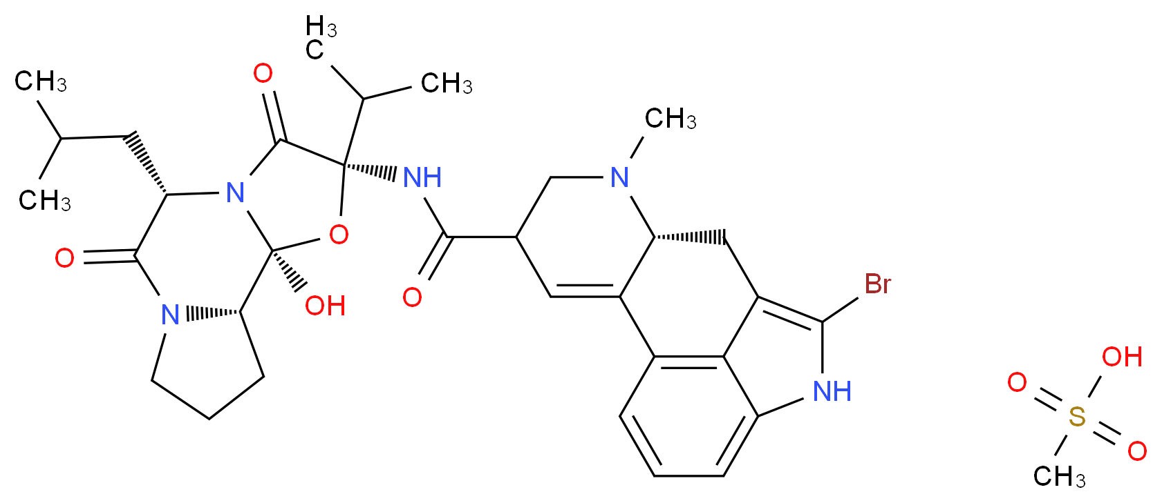 2-Bromo-α-ergocryptine methanesulfonate salt_分子结构_CAS_22260-51-1)