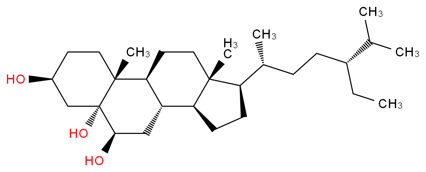 (1S,2R,5S,7R,8R,10S,11S,14R,15R)-14-[(2R,5R)-5-ethyl-6-methylheptan-2-yl]-2,15-dimethyltetracyclo[8.7.0.0<sup>2</sup>,<sup>7</sup>.0<sup>1</sup><sup>1</sup>,<sup>1</sup><sup>5</sup>]heptadecane-5,7,8-triol_分子结构_CAS_20835-91-0