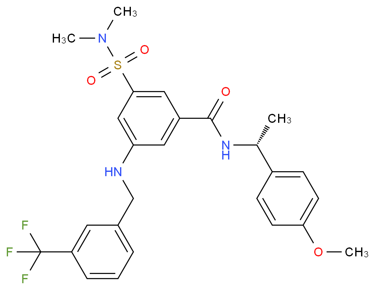 3-[(dimethylamino)sulfonyl]-N-[(1R)-1-(4-methoxyphenyl)ethyl]-5-{[3-(trifluoromethyl)benzyl]amino}benzamide_分子结构_CAS_)