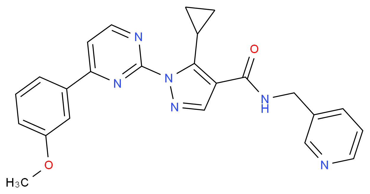 5-cyclopropyl-1-[4-(3-methoxyphenyl)-2-pyrimidinyl]-N-(3-pyridinylmethyl)-1H-pyrazole-4-carboxamide_分子结构_CAS_)