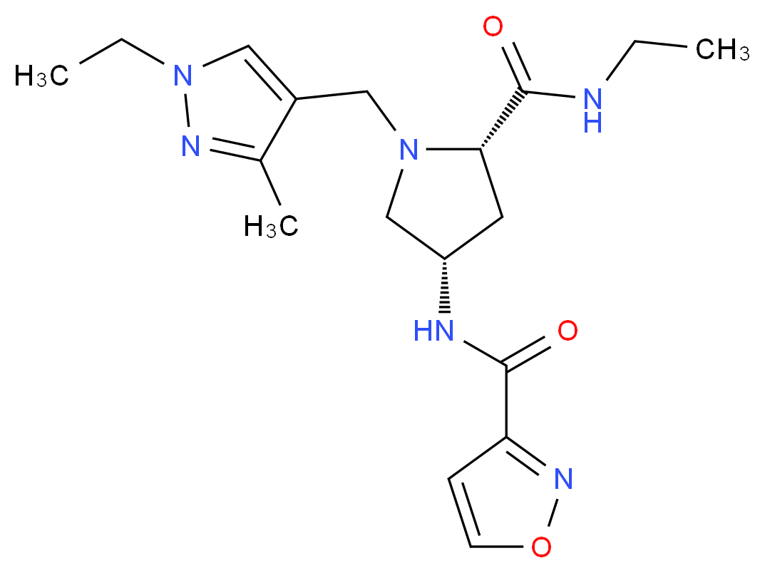 (4S)-N-ethyl-1-[(1-ethyl-3-methyl-1H-pyrazol-4-yl)methyl]-4-[(isoxazol-3-ylcarbonyl)amino]-L-prolinamide_分子结构_CAS_)