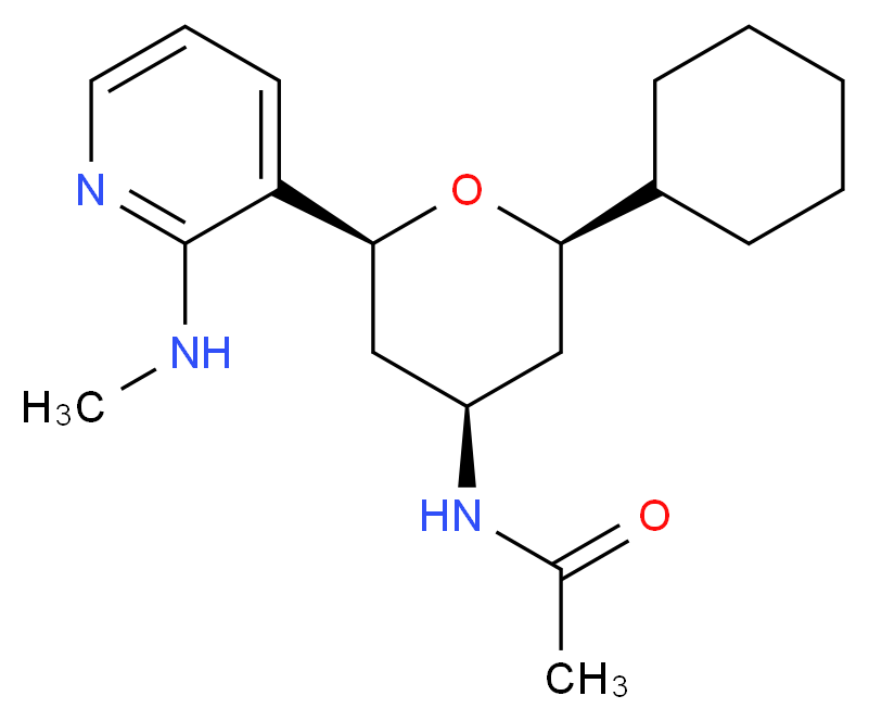 N-{(2R*,4R*,6S*)-2-cyclohexyl-6-[2-(methylamino)pyridin-3-yl]tetrahydro-2H-pyran-4-yl}acetamide_分子结构_CAS_)