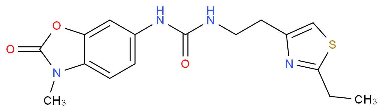N-[2-(2-ethyl-1,3-thiazol-4-yl)ethyl]-N'-(3-methyl-2-oxo-2,3-dihydro-1,3-benzoxazol-6-yl)urea_分子结构_CAS_)