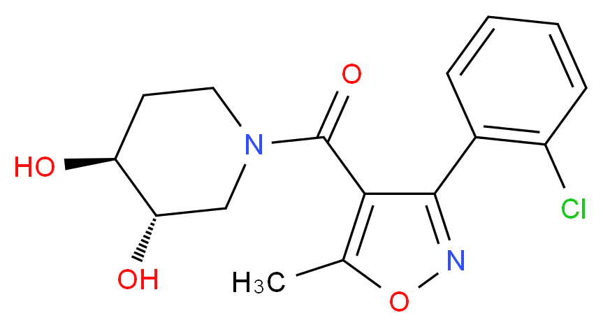(3S*,4S*)-1-{[3-(2-chlorophenyl)-5-methylisoxazol-4-yl]carbonyl}piperidine-3,4-diol_分子结构_CAS_)