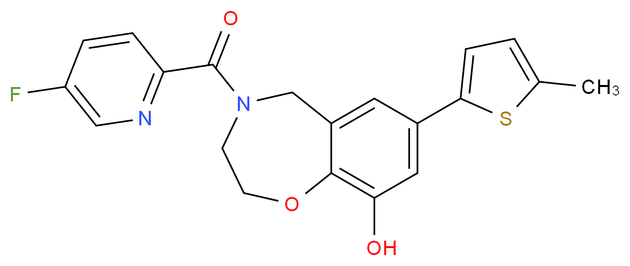 4-[(5-fluoropyridin-2-yl)carbonyl]-7-(5-methyl-2-thienyl)-2,3,4,5-tetrahydro-1,4-benzoxazepin-9-ol_分子结构_CAS_)