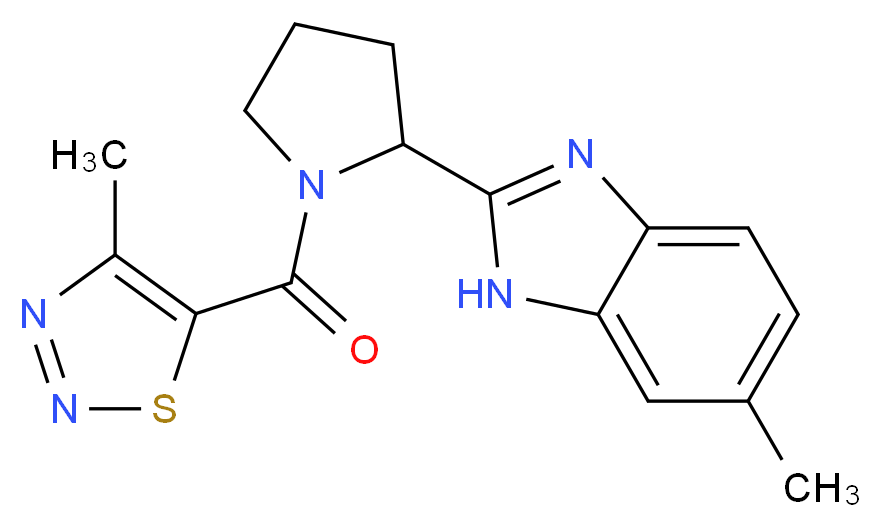 6-methyl-2-{1-[(4-methyl-1,2,3-thiadiazol-5-yl)carbonyl]-2-pyrrolidinyl}-1H-benzimidazole_分子结构_CAS_)