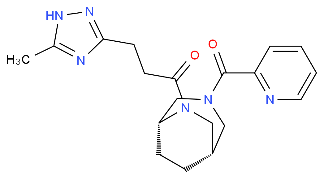 (1S*,5R*)-6-[3-(5-methyl-1H-1,2,4-triazol-3-yl)propanoyl]-3-(pyridin-2-ylcarbonyl)-3,6-diazabicyclo[3.2.2]nonane_分子结构_CAS_)