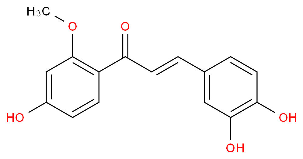 (2E)-3-(3,4-dihydroxyphenyl)-1-(4-hydroxy-2-methoxyphenyl)prop-2-en-1-one_分子结构_CAS_94344-54-4