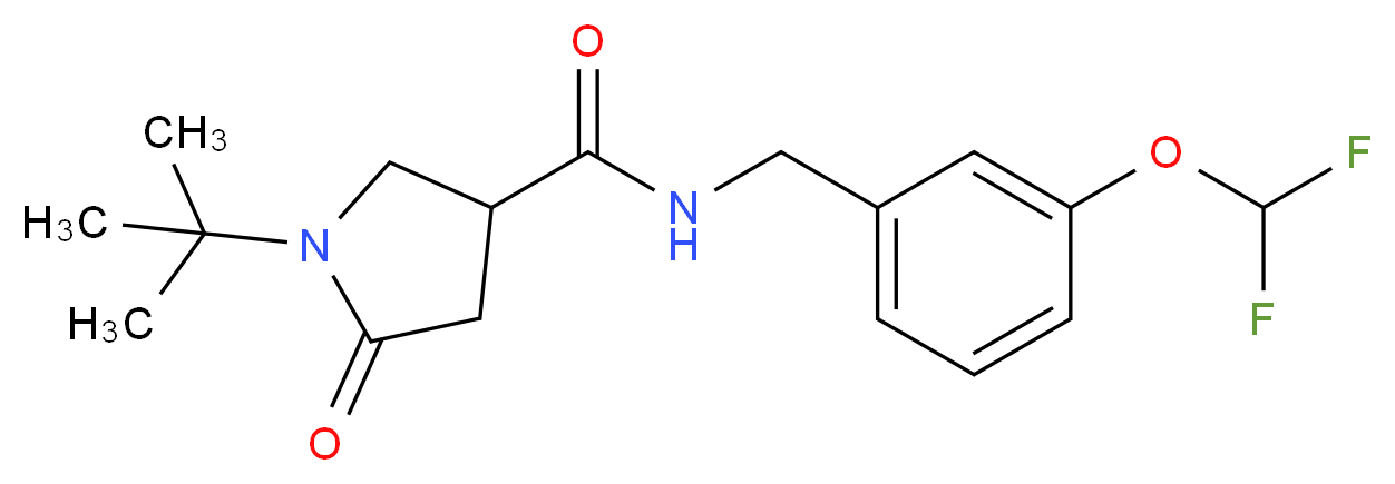 1-tert-butyl-N-[3-(difluoromethoxy)benzyl]-5-oxo-3-pyrrolidinecarboxamide_分子结构_CAS_)
