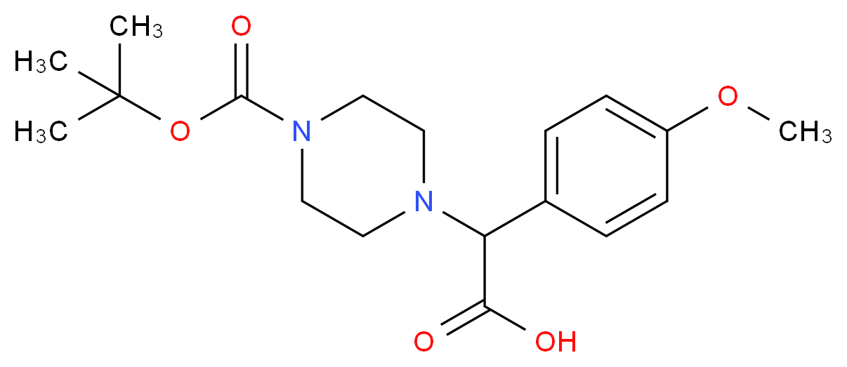 2-{4-[(tert-butoxy)carbonyl]piperazin-1-yl}-2-(4-methoxyphenyl)acetic acid_分子结构_CAS_868260-17-7