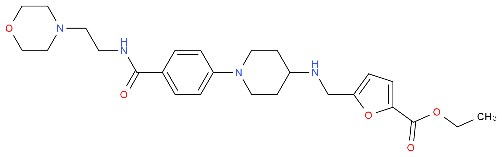 ethyl 5-[({1-[4-({[2-(4-morpholinyl)ethyl]amino}carbonyl)phenyl]-4-piperidinyl}amino)methyl]-2-furoate_分子结构_CAS_)