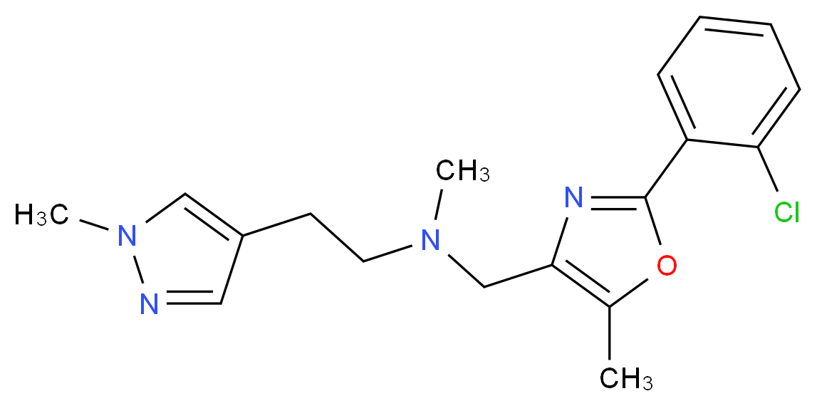 N-{[2-(2-chlorophenyl)-5-methyl-1,3-oxazol-4-yl]methyl}-N-methyl-2-(1-methyl-1H-pyrazol-4-yl)ethanamine_分子结构_CAS_)