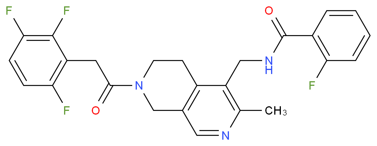 2-fluoro-N-({3-methyl-7-[(2,3,6-trifluorophenyl)acetyl]-5,6,7,8-tetrahydro-2,7-naphthyridin-4-yl}methyl)benzamide_分子结构_CAS_)