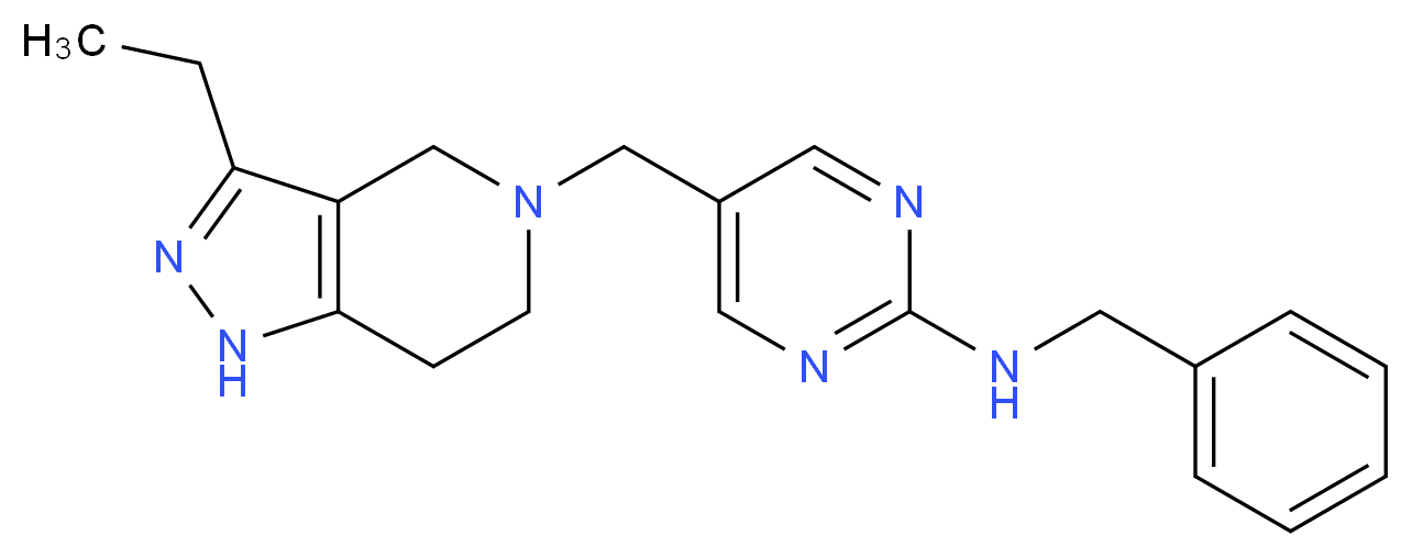 N-benzyl-5-[(3-ethyl-1,4,6,7-tetrahydro-5H-pyrazolo[4,3-c]pyridin-5-yl)methyl]pyrimidin-2-amine_分子结构_CAS_)