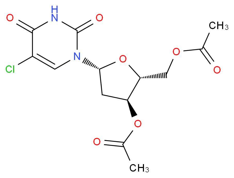 [(2R,3S,5R)-3-(acetyloxy)-5-(5-chloro-2,4-dioxo-1,2,3,4-tetrahydropyrimidin-1-yl)oxolan-2-yl]methyl acetate_分子结构_CAS_6046-63-5