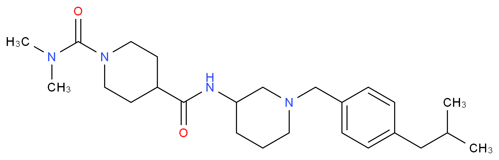 N~4~-[1-(4-isobutylbenzyl)-3-piperidinyl]-N~1~,N~1~-dimethyl-1,4-piperidinedicarboxamide_分子结构_CAS_)