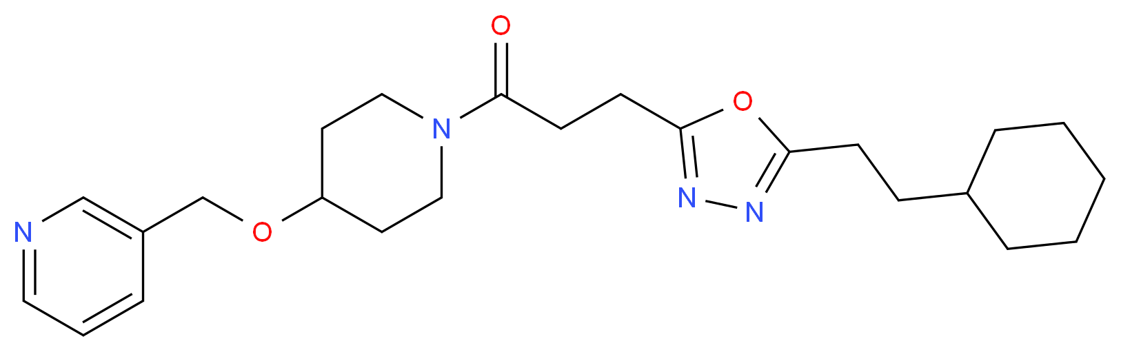 3-{[(1-{3-[5-(2-cyclohexylethyl)-1,3,4-oxadiazol-2-yl]propanoyl}-4-piperidinyl)oxy]methyl}pyridine_分子结构_CAS_)