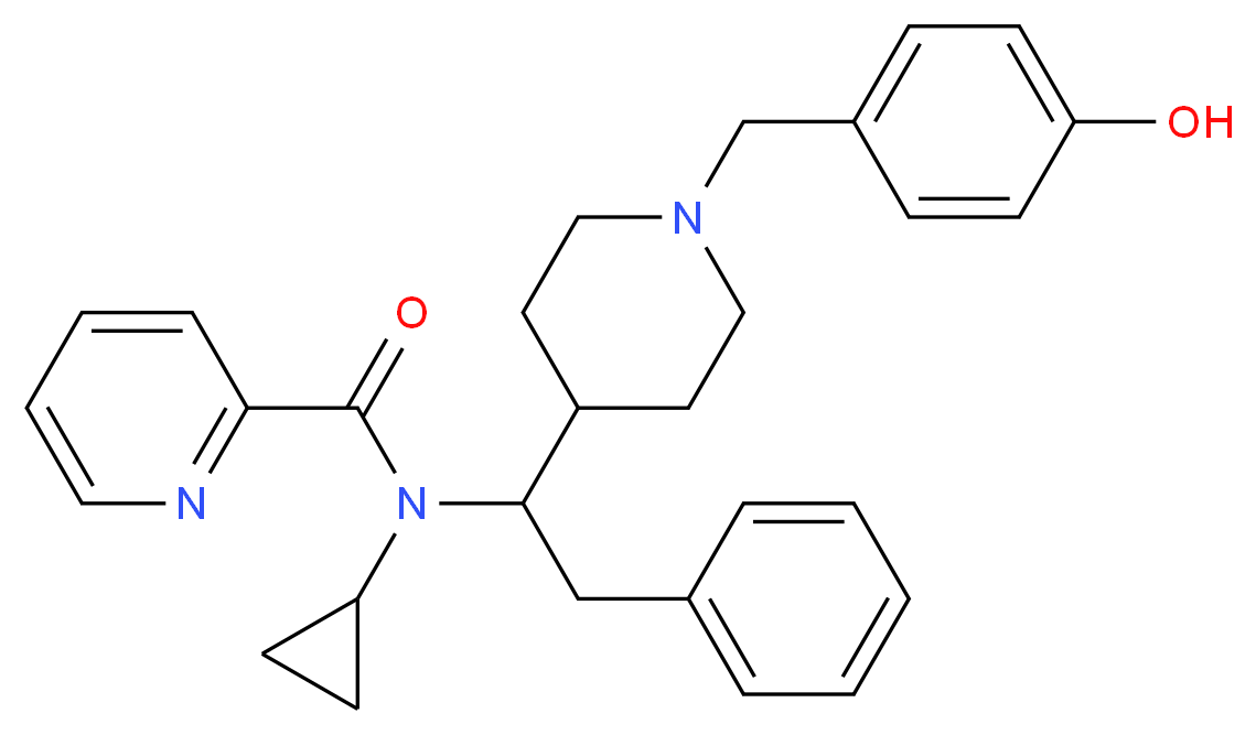 N-cyclopropyl-N-{1-[1-(4-hydroxybenzyl)-4-piperidinyl]-2-phenylethyl}-2-pyridinecarboxamide_分子结构_CAS_)