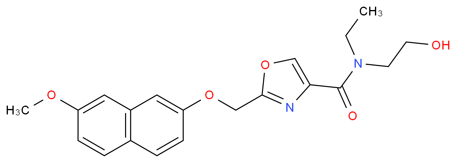N-ethyl-N-(2-hydroxyethyl)-2-{[(7-methoxy-2-naphthyl)oxy]methyl}-1,3-oxazole-4-carboxamide_分子结构_CAS_)