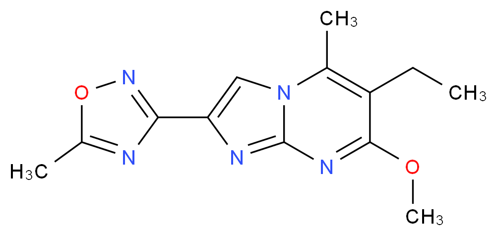 3-{6-ethyl-7-methoxy-5-methylimidazo[1,2-a]pyrimidin-2-yl}-5-methyl-1,2,4-oxadiazole_分子结构_CAS_106100-65-6