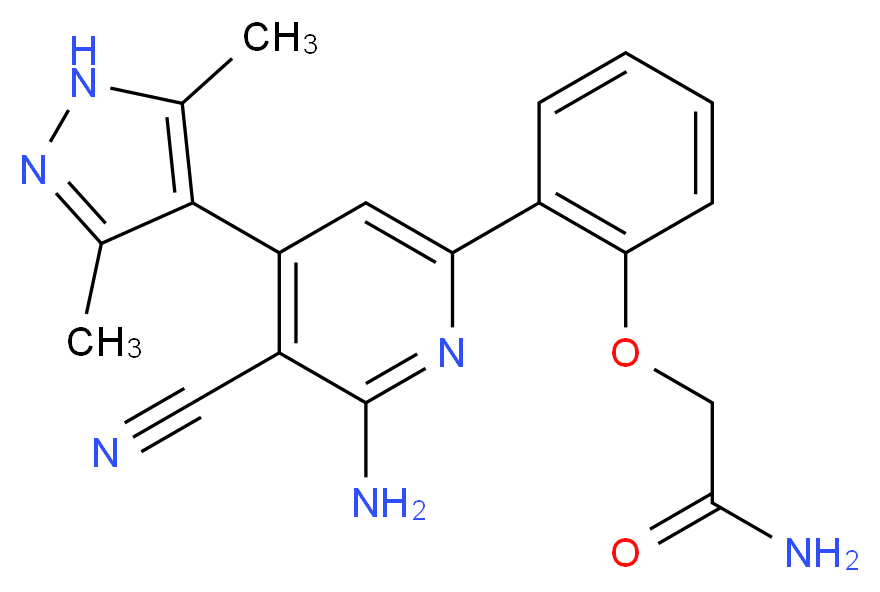 2-{2-[6-amino-5-cyano-4-(3,5-dimethyl-1H-pyrazol-4-yl)pyridin-2-yl]phenoxy}acetamide_分子结构_CAS_)