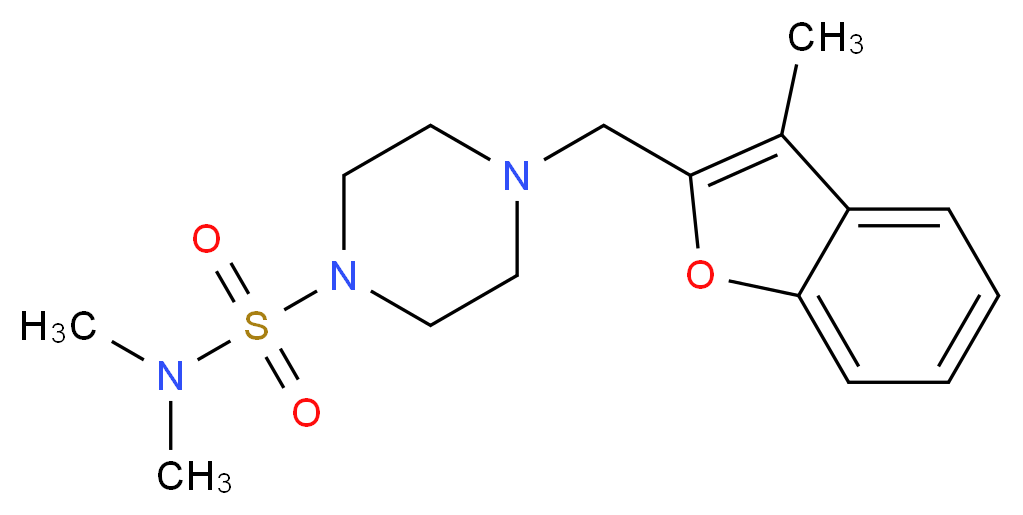 N,N-dimethyl-4-[(3-methyl-1-benzofuran-2-yl)methyl]piperazine-1-sulfonamide_分子结构_CAS_)