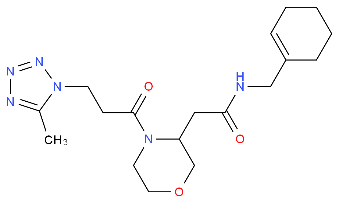 N-(1-cyclohexen-1-ylmethyl)-2-{4-[3-(5-methyl-1H-tetrazol-1-yl)propanoyl]-3-morpholinyl}acetamide_分子结构_CAS_)