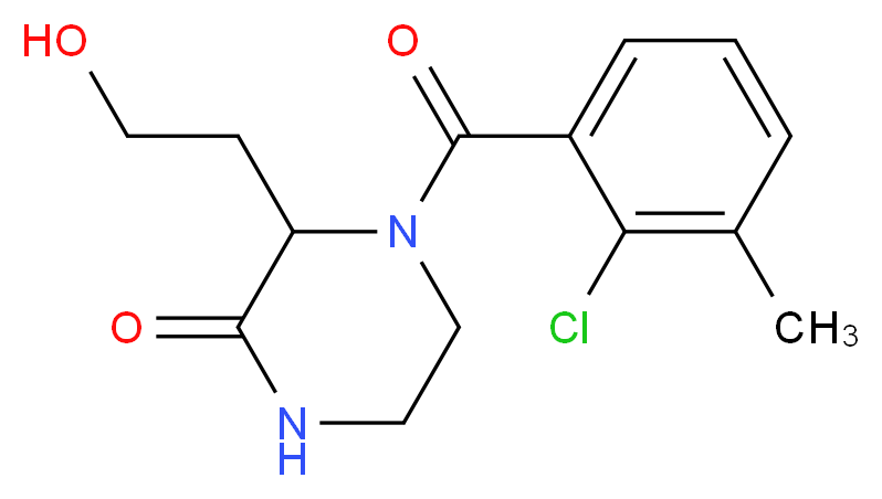 4-(2-chloro-3-methylbenzoyl)-3-(2-hydroxyethyl)-2-piperazinone_分子结构_CAS_)