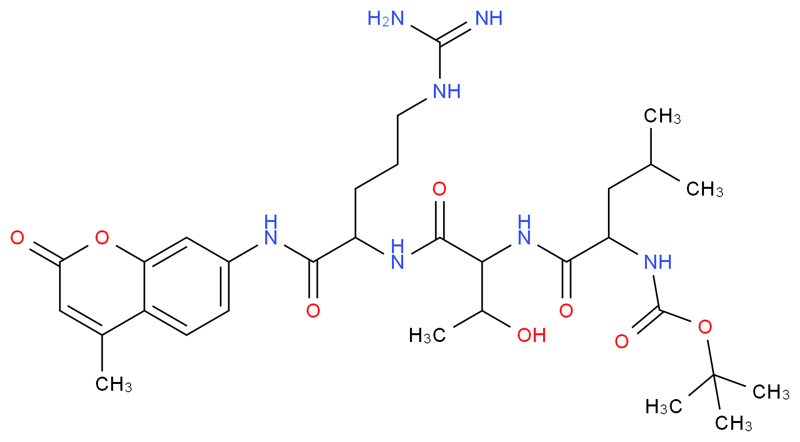 N-&alpha;-t-BOC-L-LEU-L-THR-L-ARG-4-METHYLCOUMARYL-7-AMIDE_分子结构_CAS_3554-92-4)