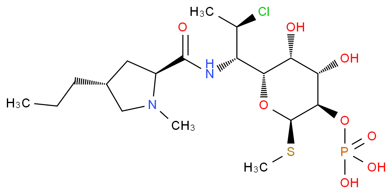 {[(2R,3R,4S,5R,6R)-6-[(1S,2S)-2-chloro-1-{[(2S,4R)-1-methyl-4-propylpyrrolidin-2-yl]formamido}propyl]-4,5-dihydroxy-2-(methylsulfanyl)oxan-3-yl]oxy}phosphonic acid_分子结构_CAS_24729-96-2