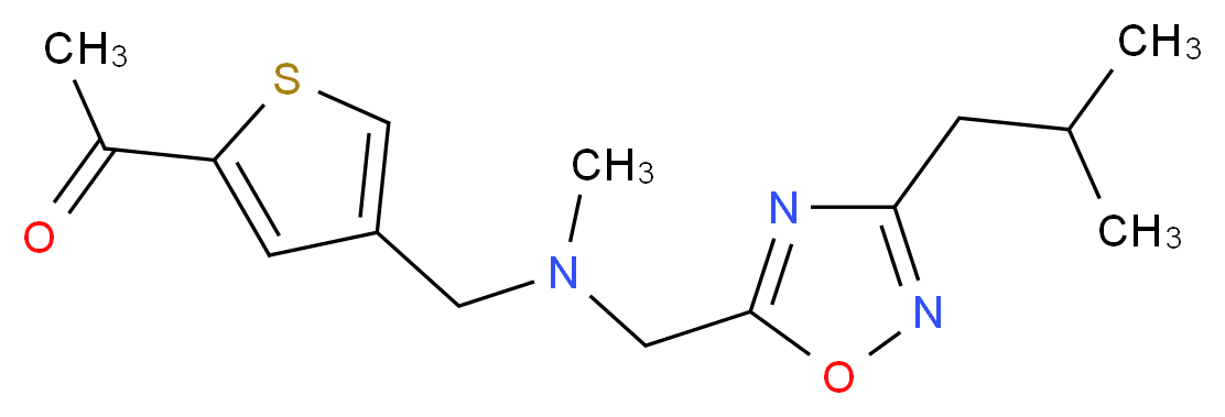 1-(4-{[[(3-isobutyl-1,2,4-oxadiazol-5-yl)methyl](methyl)amino]methyl}-2-thienyl)ethanone_分子结构_CAS_)