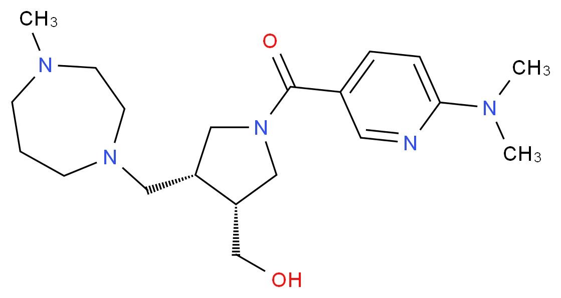{(3R*,4R*)-1-{[6-(dimethylamino)pyridin-3-yl]carbonyl}-4-[(4-methyl-1,4-diazepan-1-yl)methyl]pyrrolidin-3-yl}methanol_分子结构_CAS_)