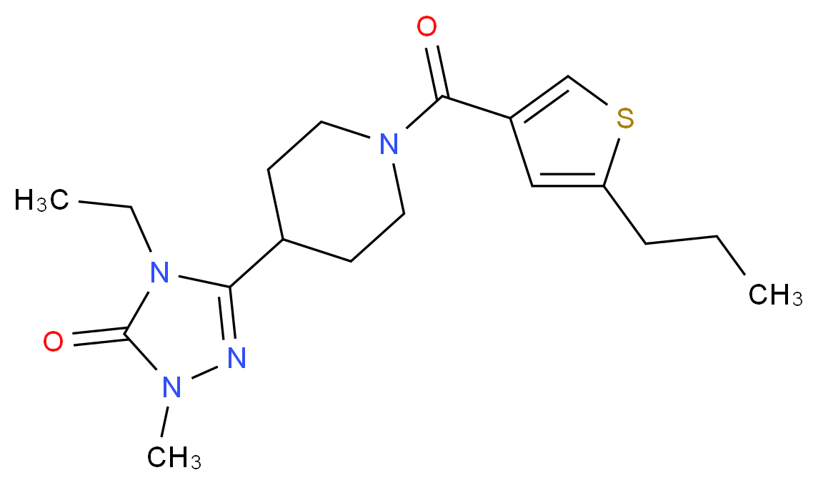 4-ethyl-2-methyl-5-{1-[(5-propyl-3-thienyl)carbonyl]piperidin-4-yl}-2,4-dihydro-3H-1,2,4-triazol-3-one_分子结构_CAS_)