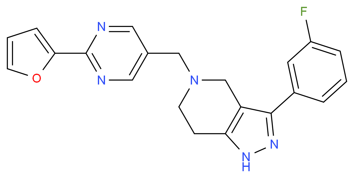 3-(3-fluorophenyl)-5-{[2-(2-furyl)-5-pyrimidinyl]methyl}-4,5,6,7-tetrahydro-1H-pyrazolo[4,3-c]pyridine_分子结构_CAS_)