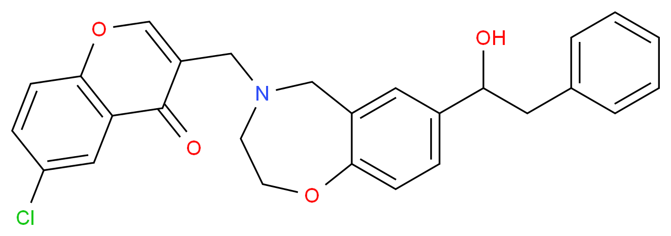 6-chloro-3-{[7-(1-hydroxy-2-phenylethyl)-2,3-dihydro-1,4-benzoxazepin-4(5H)-yl]methyl}-4H-chromen-4-one_分子结构_CAS_)