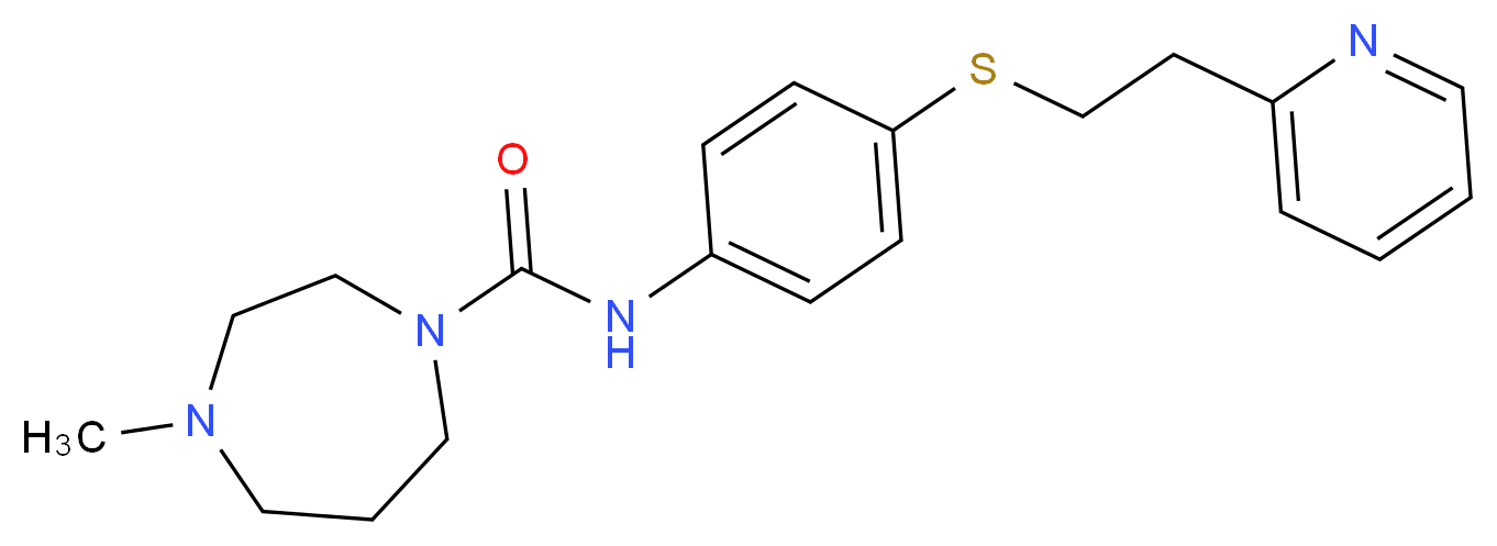 4-methyl-N-{4-[(2-pyridin-2-ylethyl)thio]phenyl}-1,4-diazepane-1-carboxamide_分子结构_CAS_)
