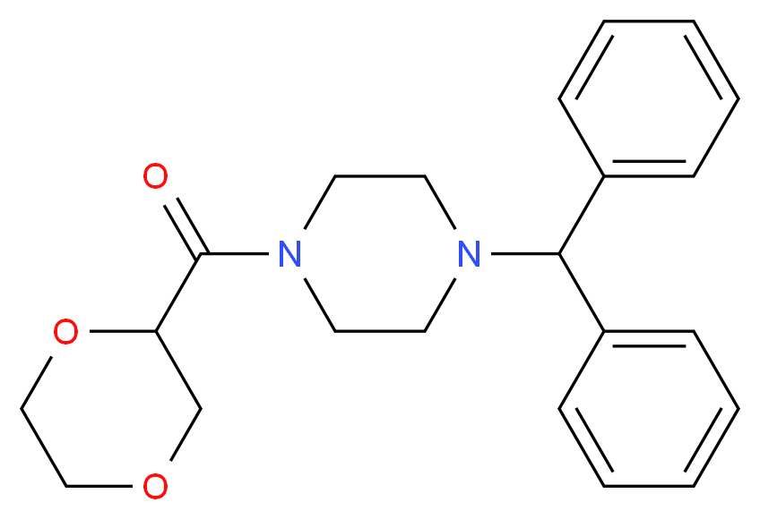 1-(1,4-dioxan-2-ylcarbonyl)-4-(diphenylmethyl)piperazine_分子结构_CAS_)