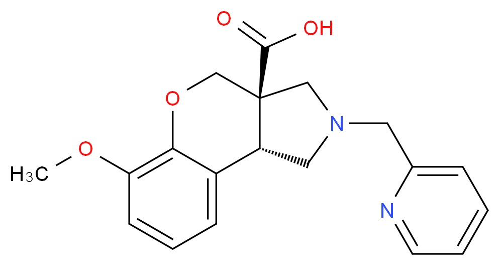 (3aR*,9bR*)-6-methoxy-2-(pyridin-2-ylmethyl)-1,2,3,9b-tetrahydrochromeno[3,4-c]pyrrole-3a(4H)-carboxylic acid_分子结构_CAS_)