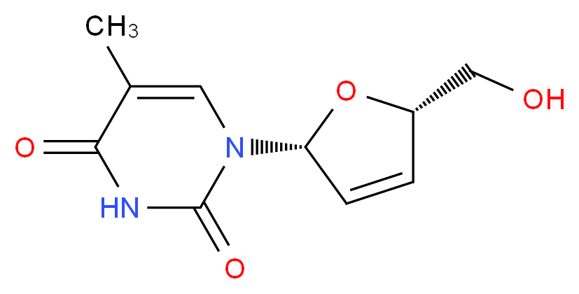 1-[(2R,5S)-5-(hydroxymethyl)-2,5-dihydrofuran-2-yl]-5-methyl-1,2,3,4-tetrahydropyrimidine-2,4-dione_分子结构_CAS_3056-17-5